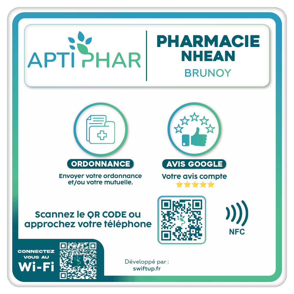 Plaque NFC Pharmacie - Ordonnance et Mutuelle en 5 secondes