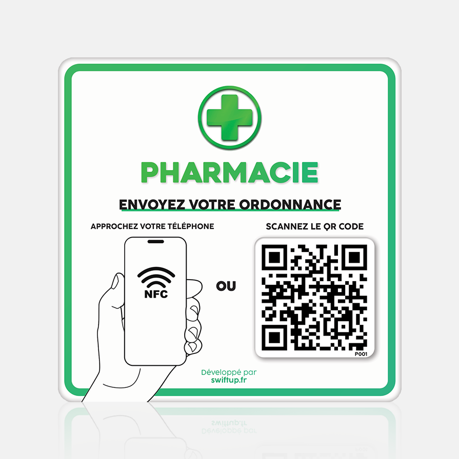Plaque NFC Pharmacie - Ordonnance et Mutuelle en 5 secondes