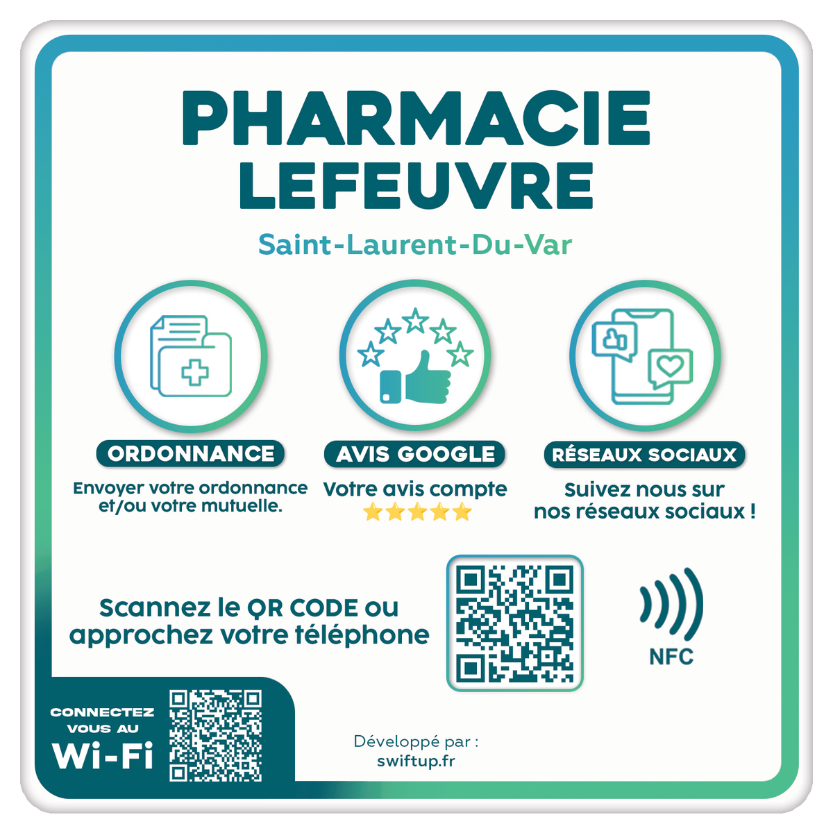 Plaque NFC Pharmacie - Ordonnance et Mutuelle en 5 secondes